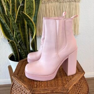 Steve Madden Triple Pink Leather Platform Chelsea Boots Pink platform boots